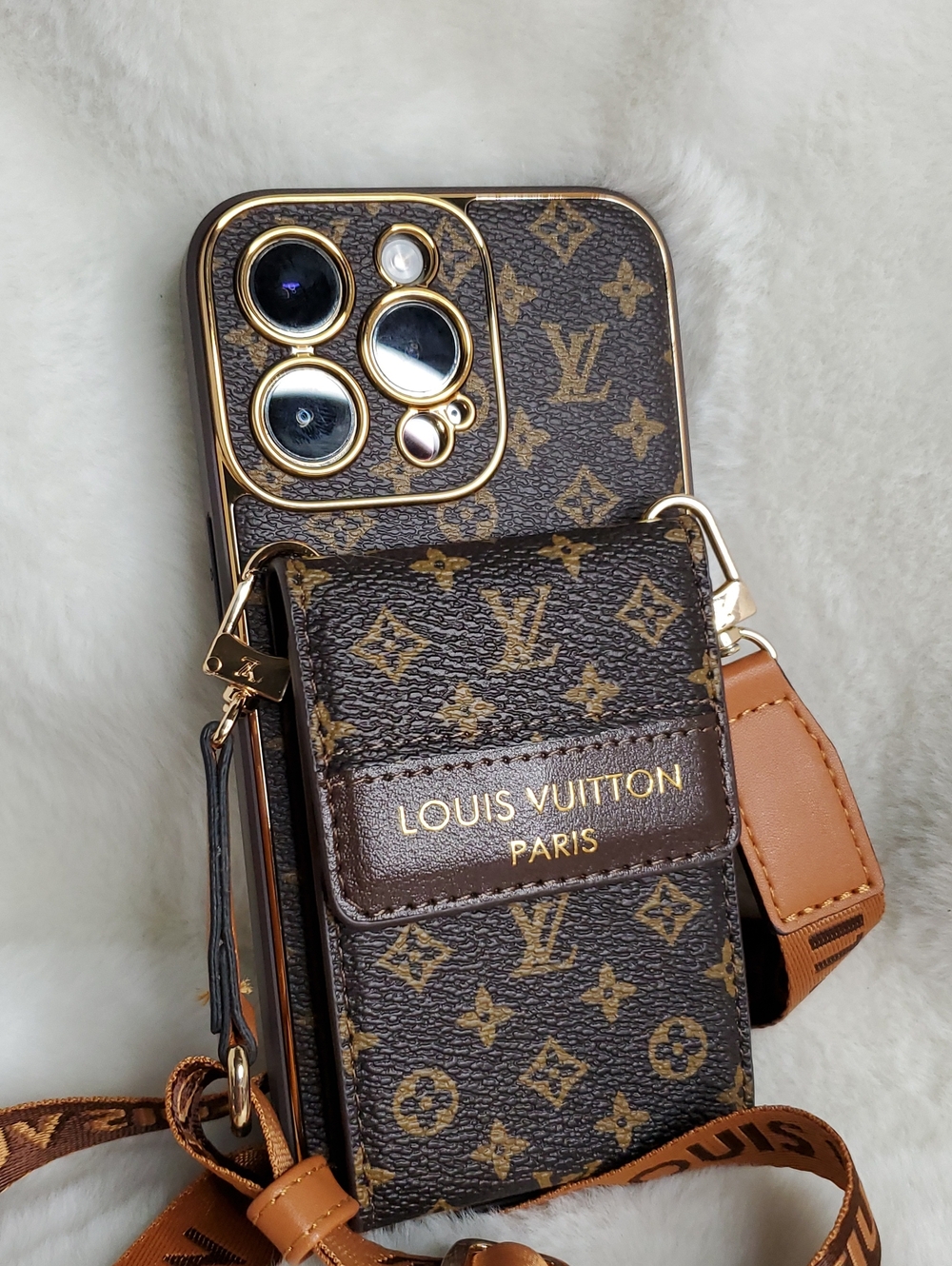 Lv 14 PRO MAX Monogram Brown Phone Crossbody with Branded Strap - Picture 7 of 8